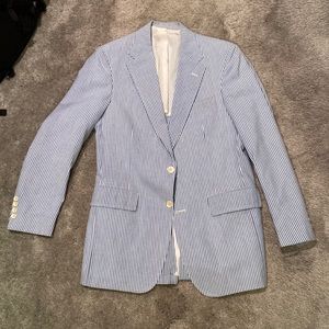 Mens Blue/White Pinstripe Blazer